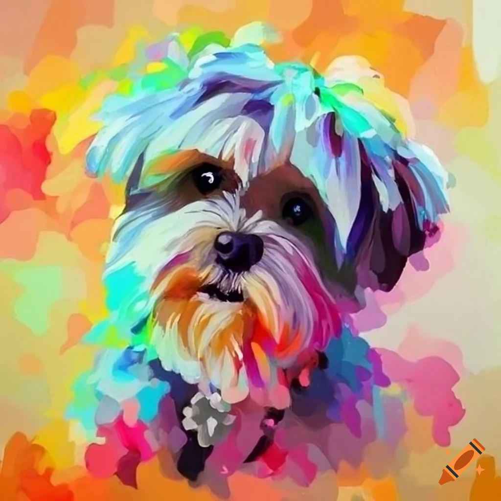 colorful painting of a cute HAVANESE