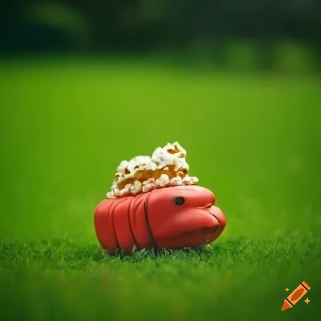 humorous image of mowing a popcorn lawn