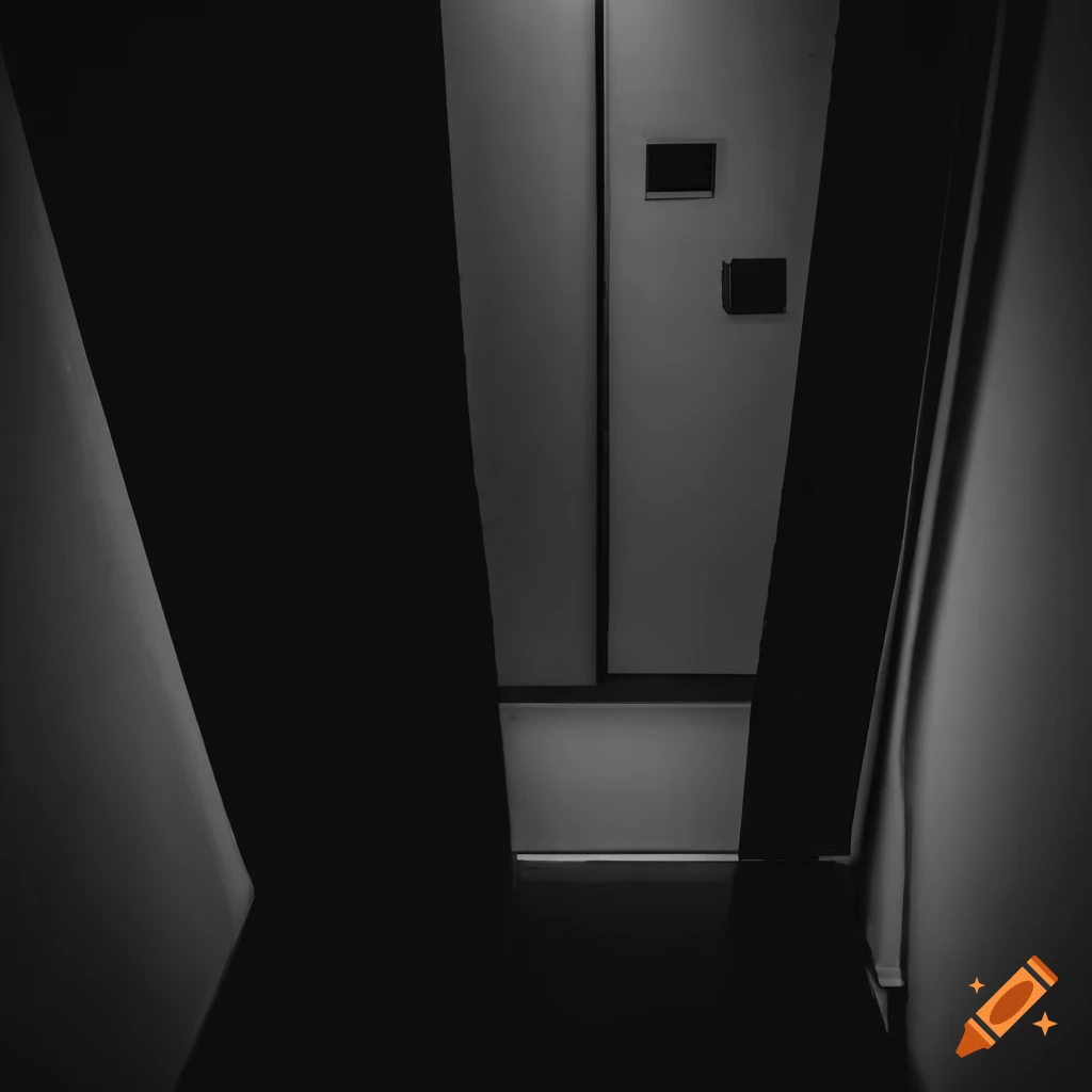 top down view of a black and white hallway