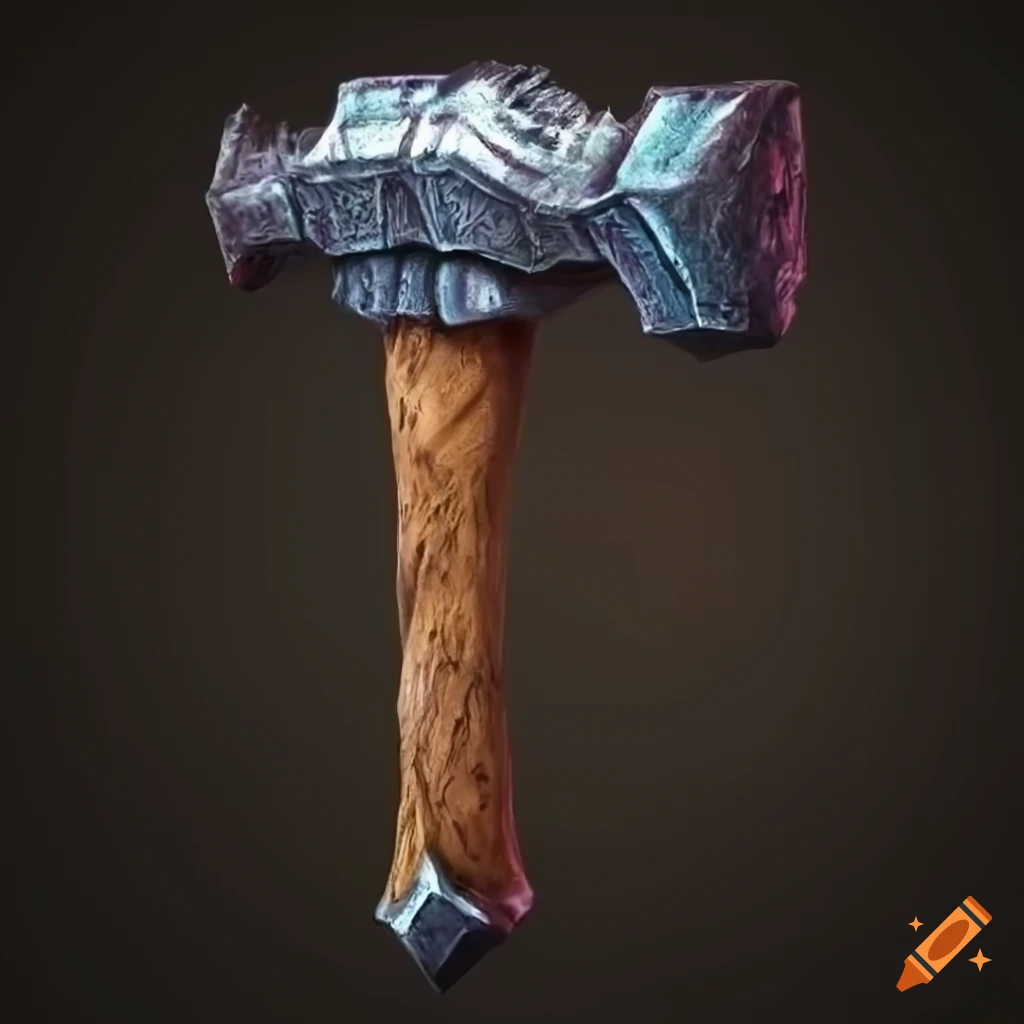 Photorealistic illustration of a small hammer weapon on Craiyon
