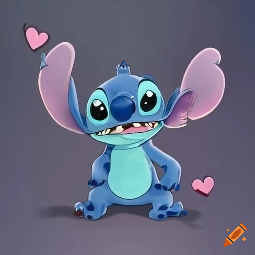 cute Stitch character expressing love