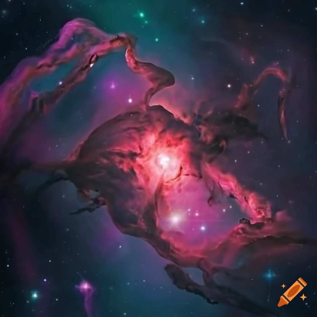 sinister cosmic nebula with an emerging monstrous figure