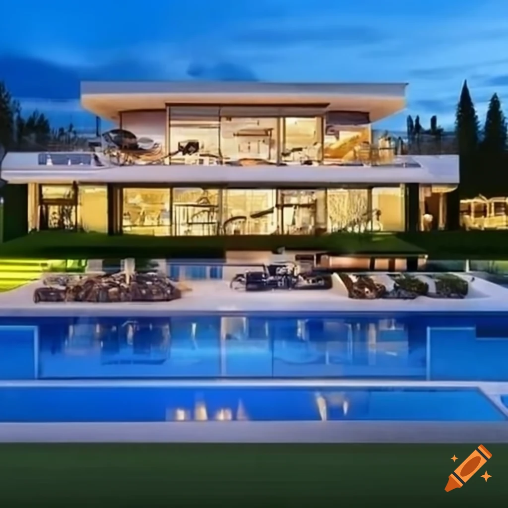 luxury soccer player with pool and helicopter