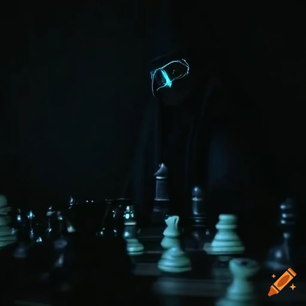 Bispo do xadrez com forma corpo e cara de ninja 3d real