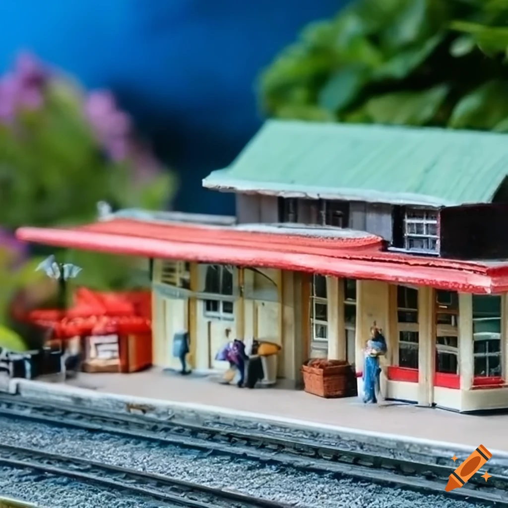 Photo of a miniature train station on Craiyon