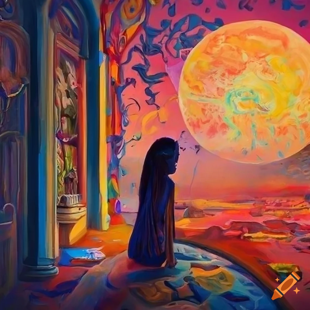 Vibrant surreal painting capturing the essence of a dream on Craiyon