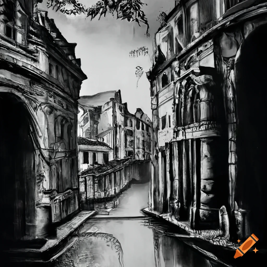ancient black and white mural artwork