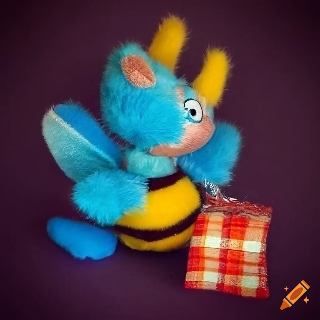 colorful fluffy vintage bee stuffed animal