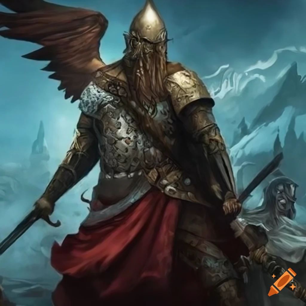 Epic artwork of valkyries leading a viking to the afterlife on Craiyon