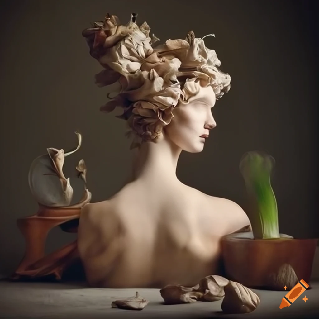 Intriguing still life with bernini-inspired sculptures and exotic ...