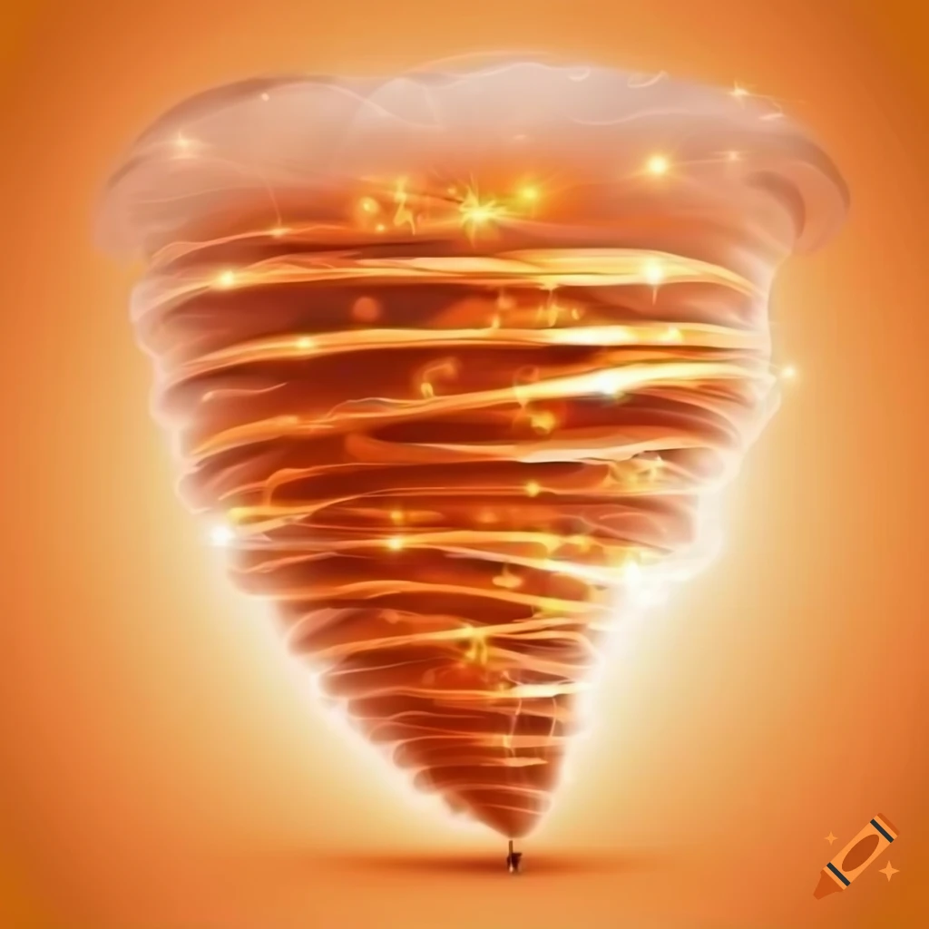 cartoon depiction of a sparkling orange tornado