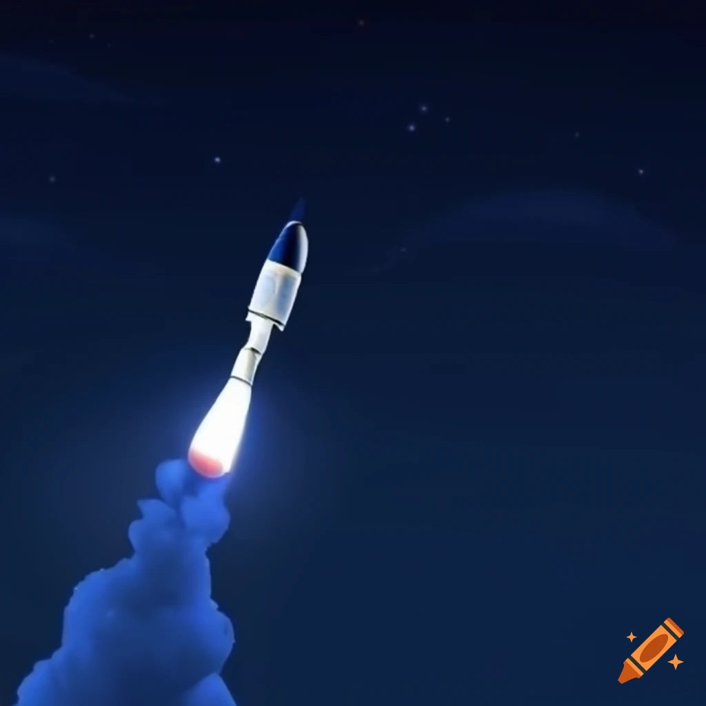 rocket launching into the night sky