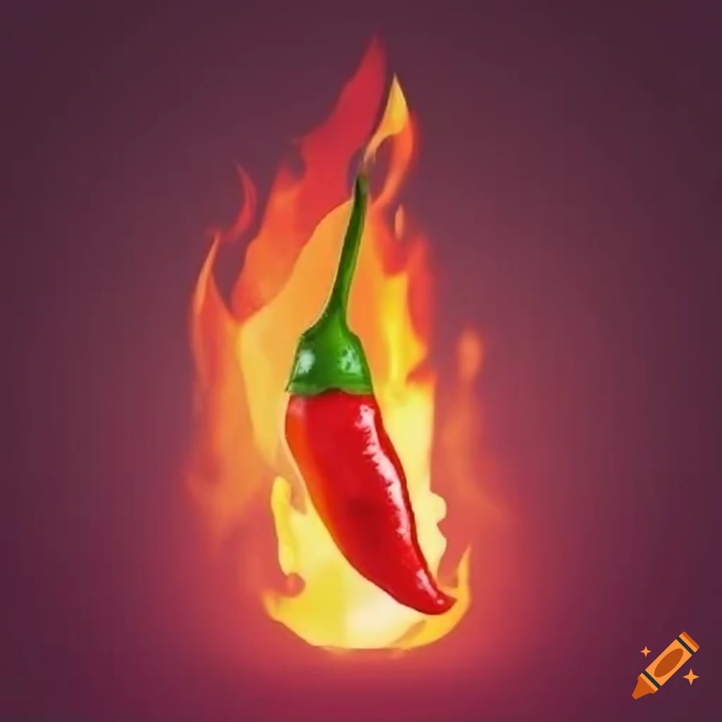 Logo Design With Fiery Background And A Chili Pepper On Craiyon