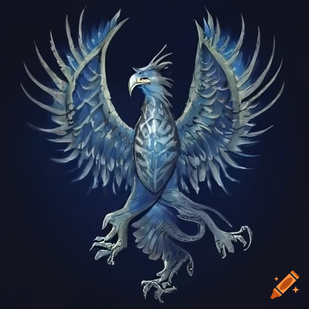 sigil of a blue and silver griffin representing strength and nobility