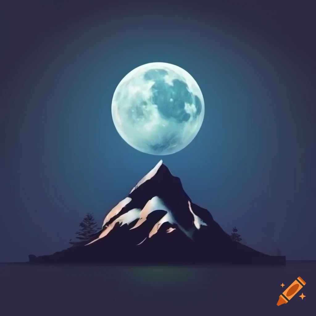 Brand logo with a moon above a mountain
