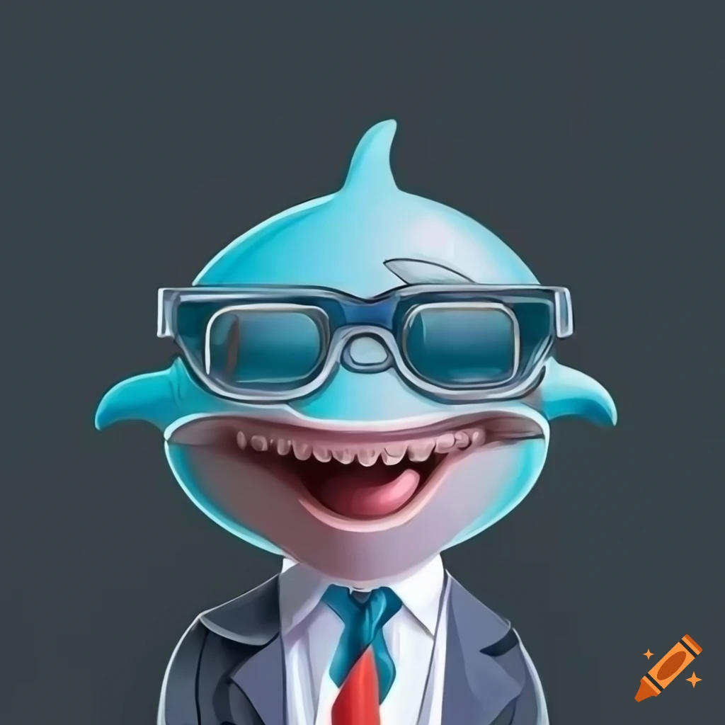 funny cartoon dolphin in lab coat and goggles