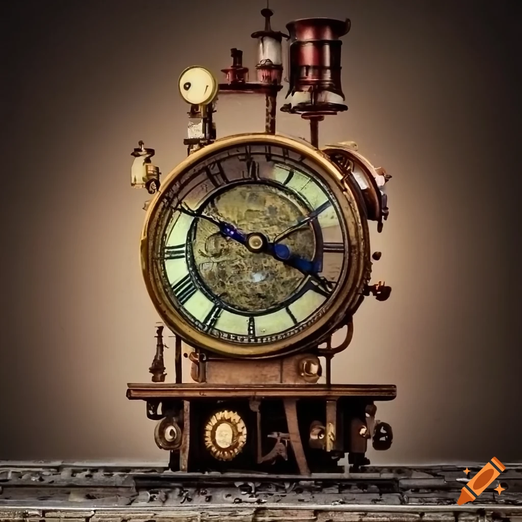Steampunk clock with intricate details on Craiyon