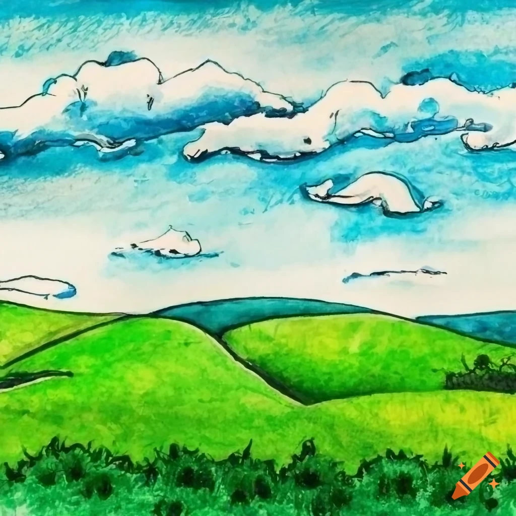 Landscape painting - Nisha's drawing - Drawings & Illustration, Flowers,  Plants, & Trees, Flowers, Other Flowers - ArtPal