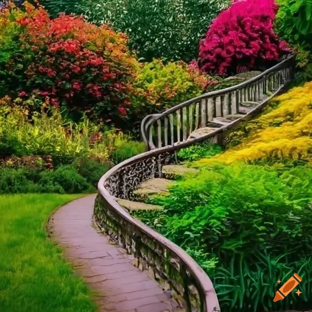 vibrant garden with blooming flowers and plants