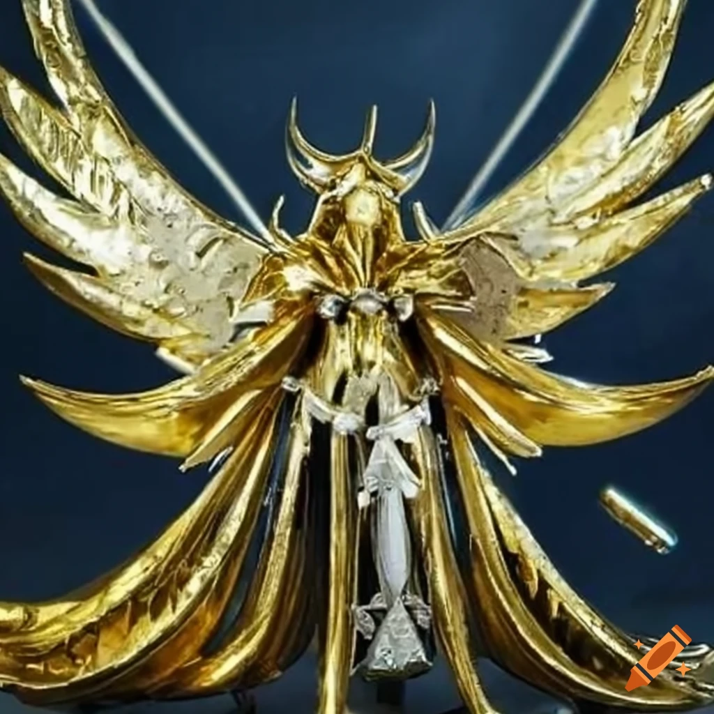 Golden and white biblical angel sculpture on Craiyon