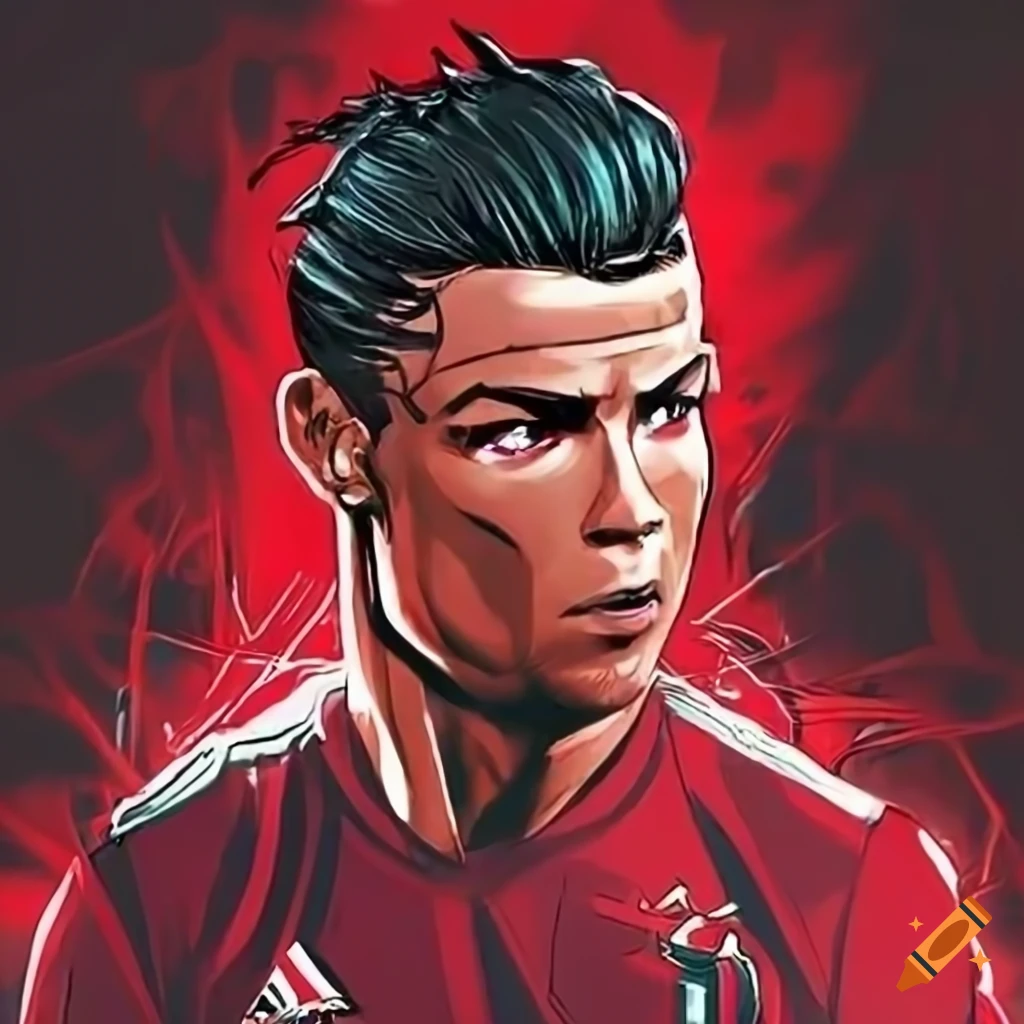 Anime Style Cristiano Ronaldo In Red On Craiyon