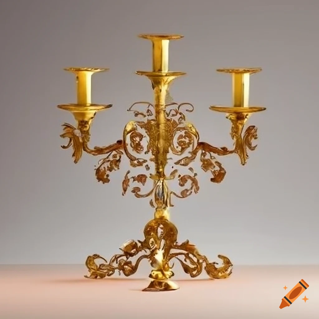 Islamic art candelabrum with gold leaf ornaments