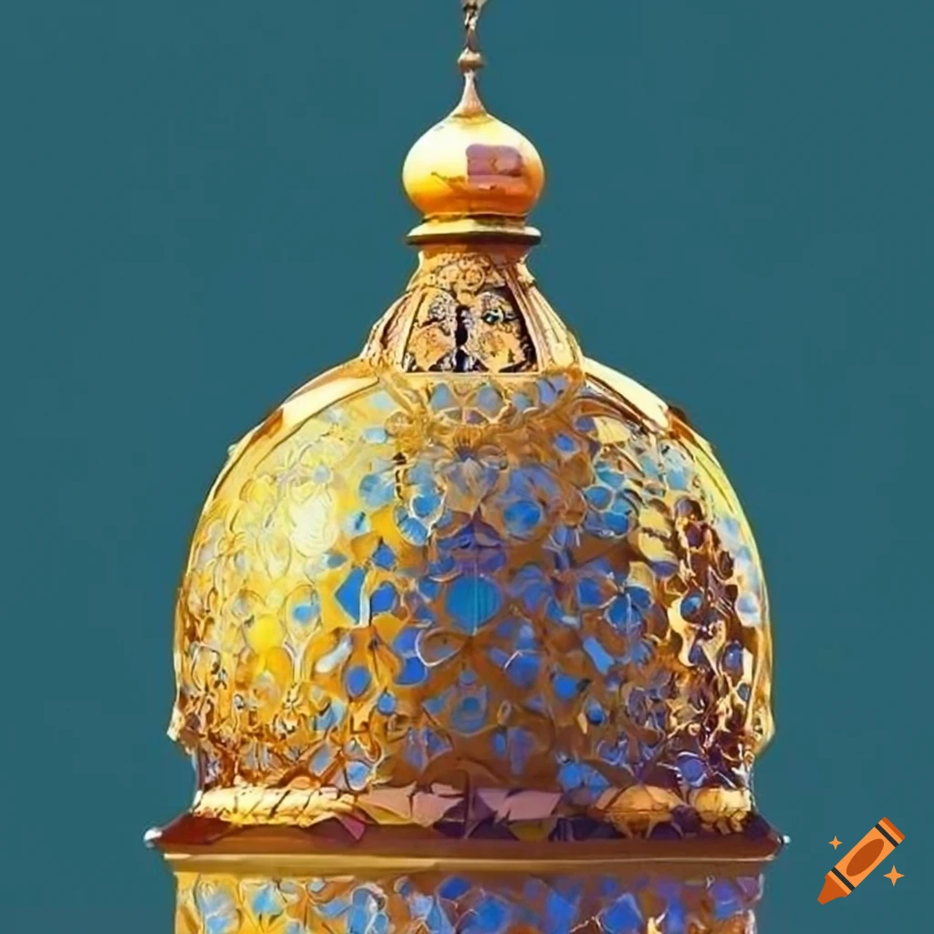 Islamic art gazebo with gold ornaments