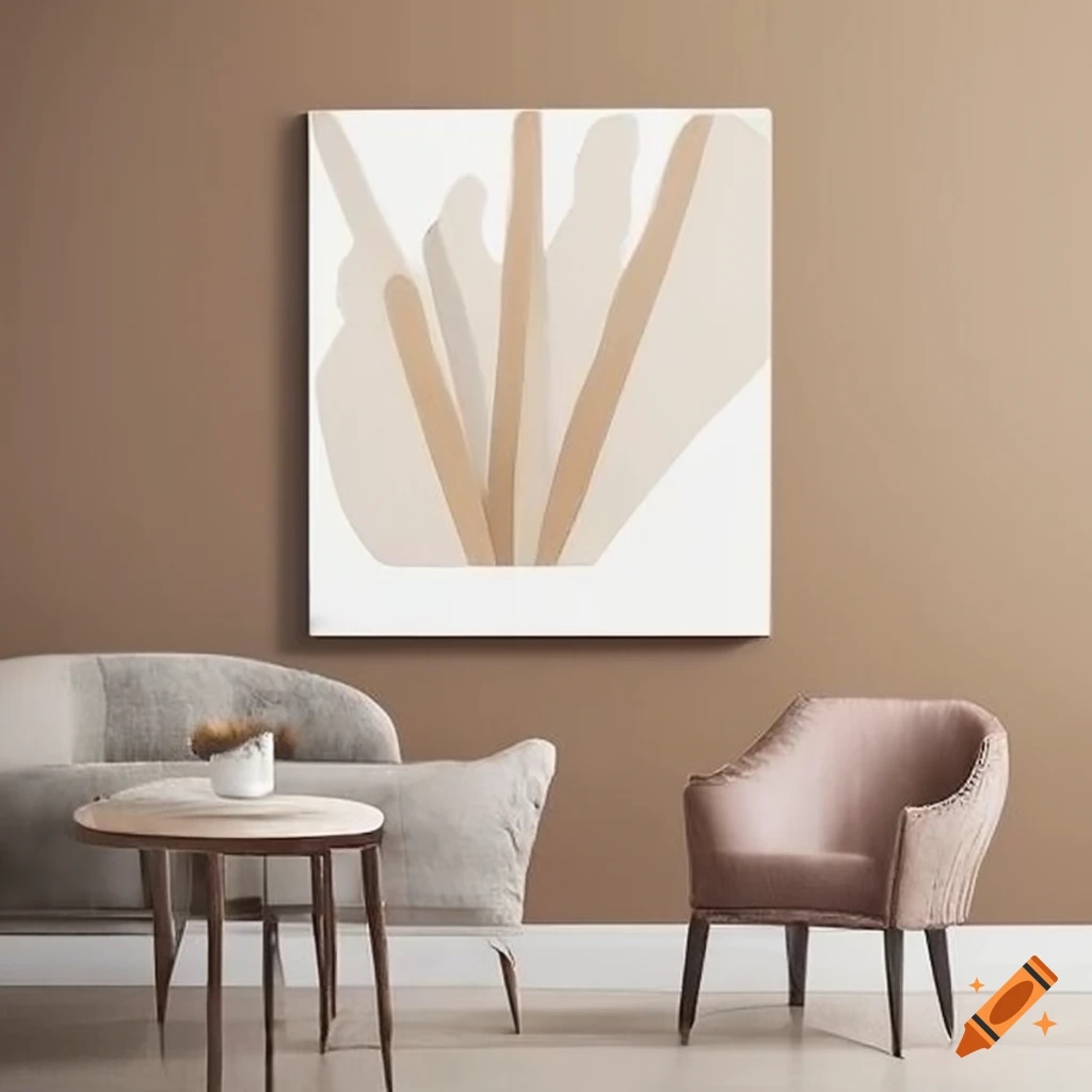 Beige and white mid century wall art on Craiyon