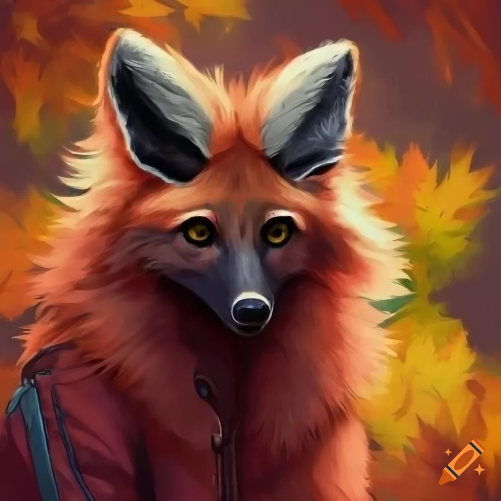 painting of a maned wolf with a 90s jacket