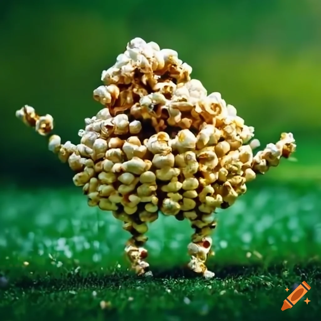 humorous image of mowing a popcorn lawn