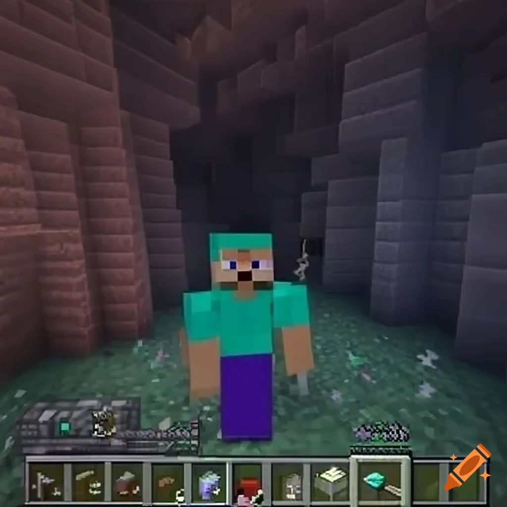 Minecraft screenshot of steve discovering diamonds in a cave