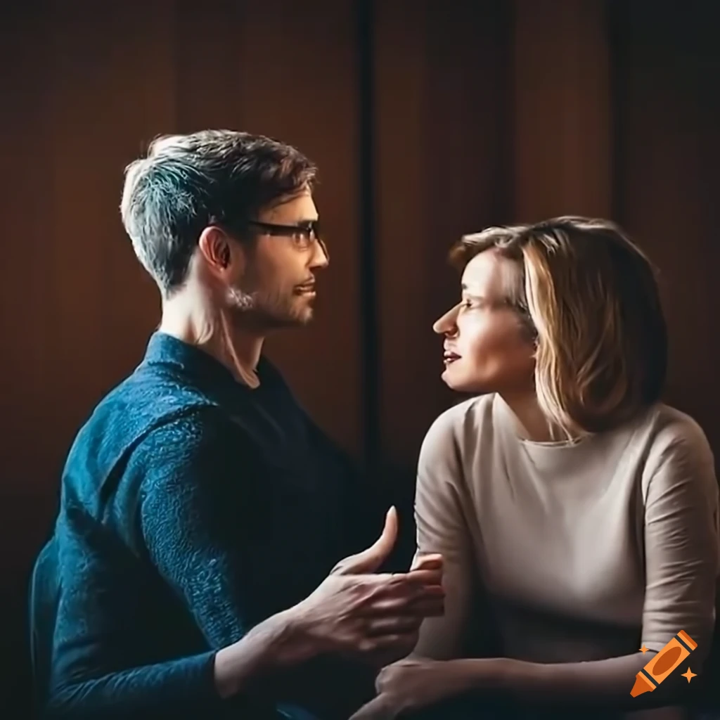 people having a conversation in a living room