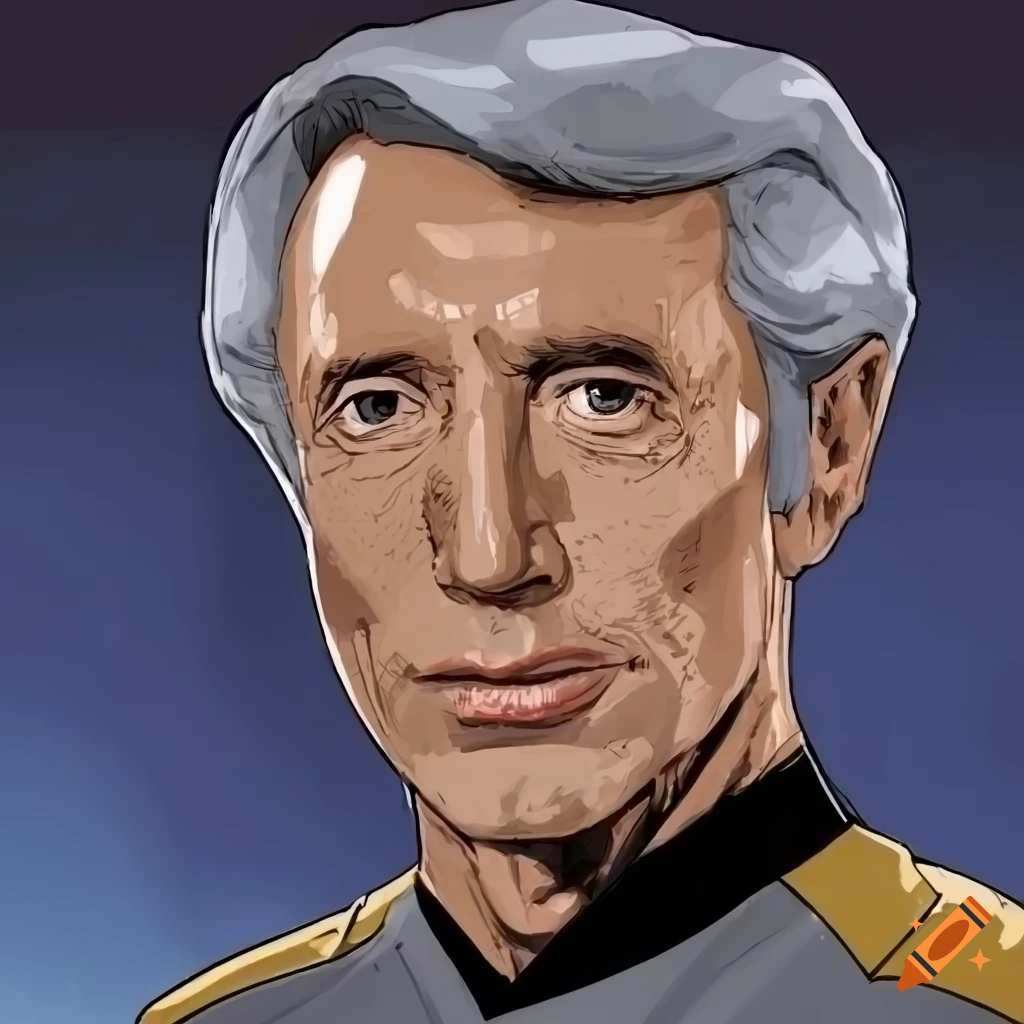 Pulp comic-style depiction of roy scheider as captain of the starship ...