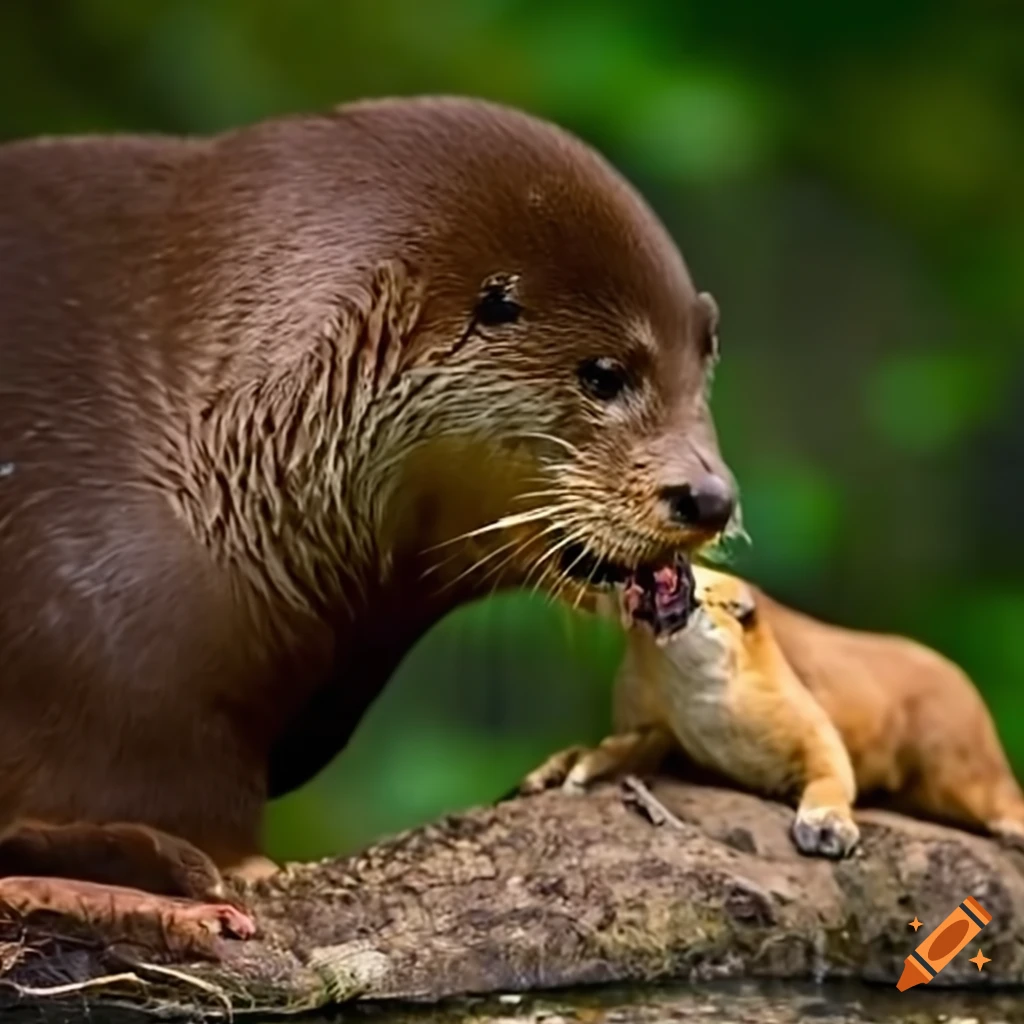 otter and lion hybrid illustration