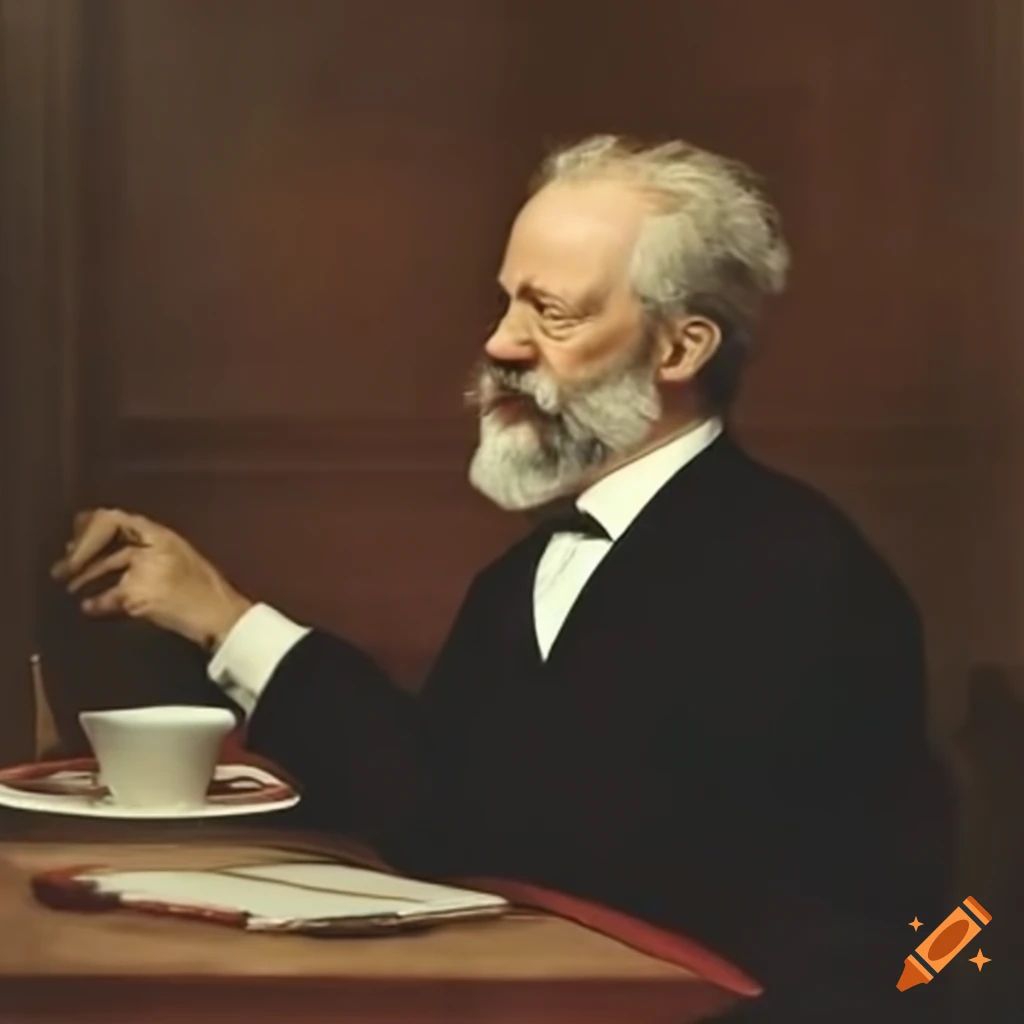 Tchaikovsky holding a cup of tea