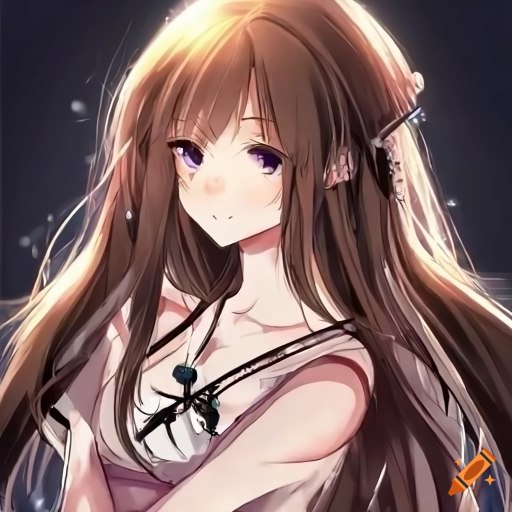 Anime Girl With Long Brown Hair On Craiyon