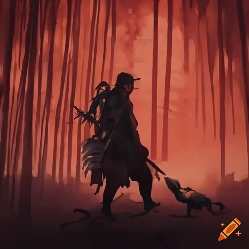 Ghost of tsushima game poster featuring jin sakai in a bamboo forest