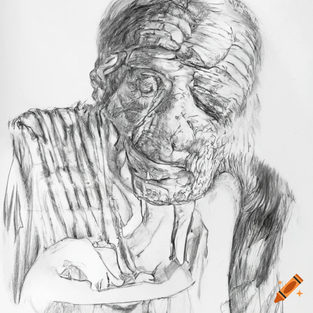 pencil drawing in Luchosauce style