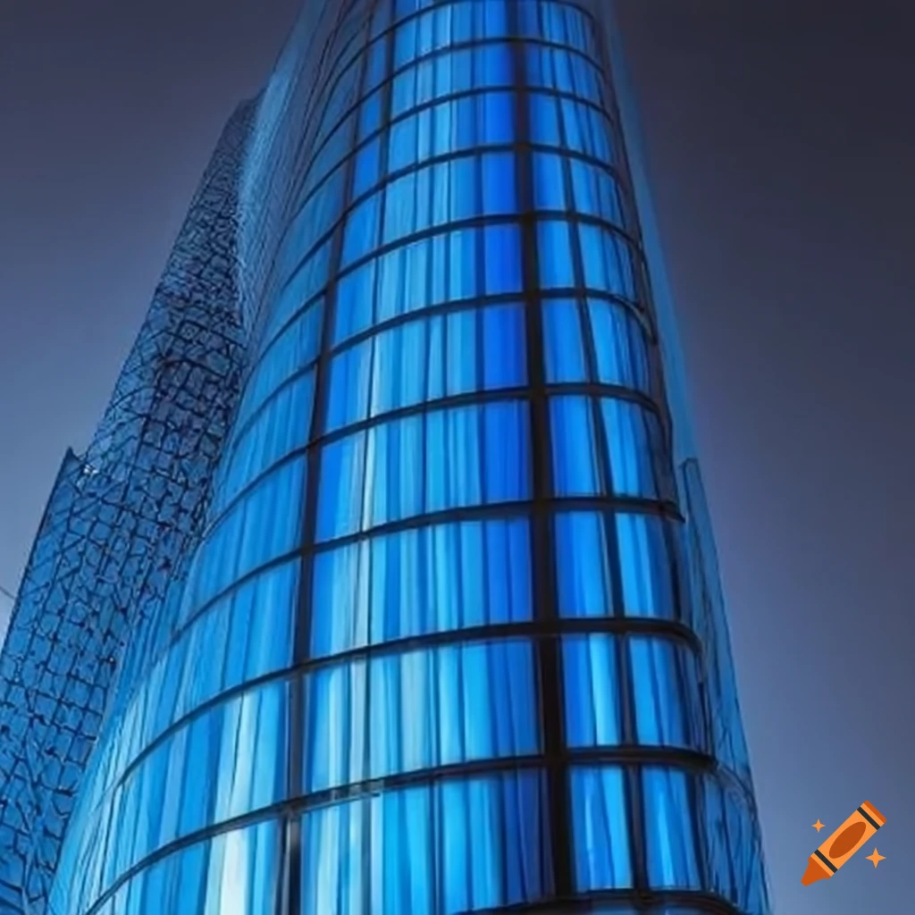 blue and light blue glass skyscraper