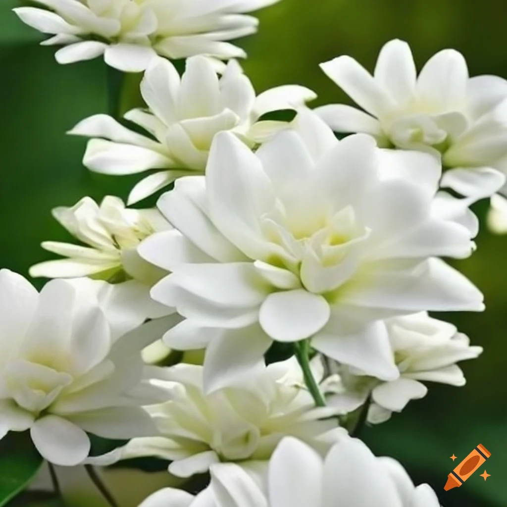 White flowers in bloom on Craiyon