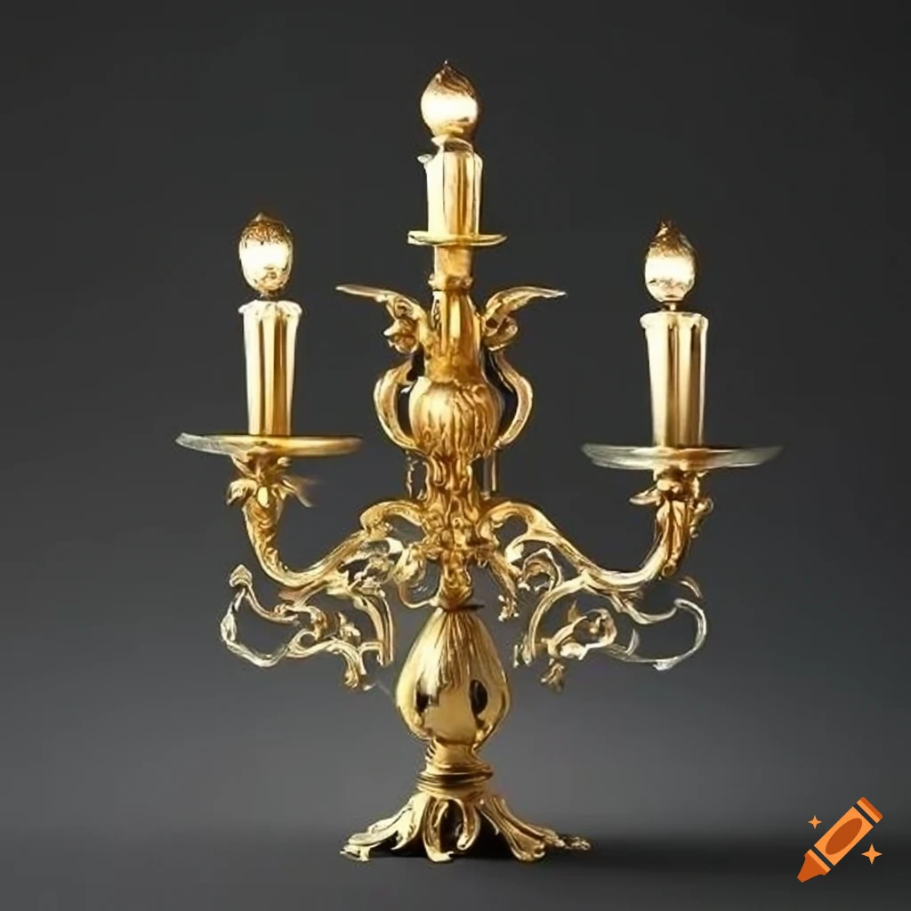 golden Islamic art candelabrum with ornate leaf design