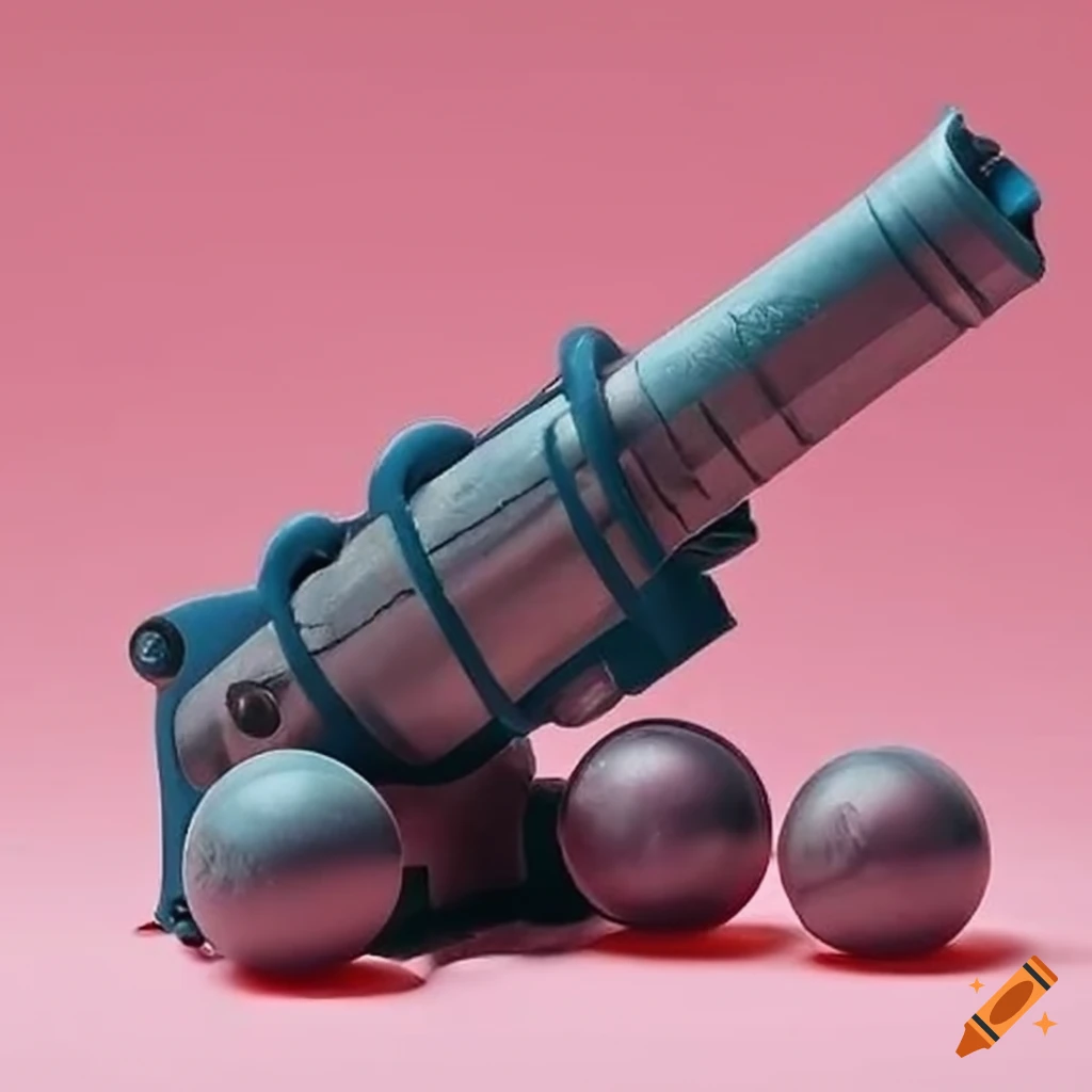 Mini cannon sets for kids with cannon balls on Craiyon
