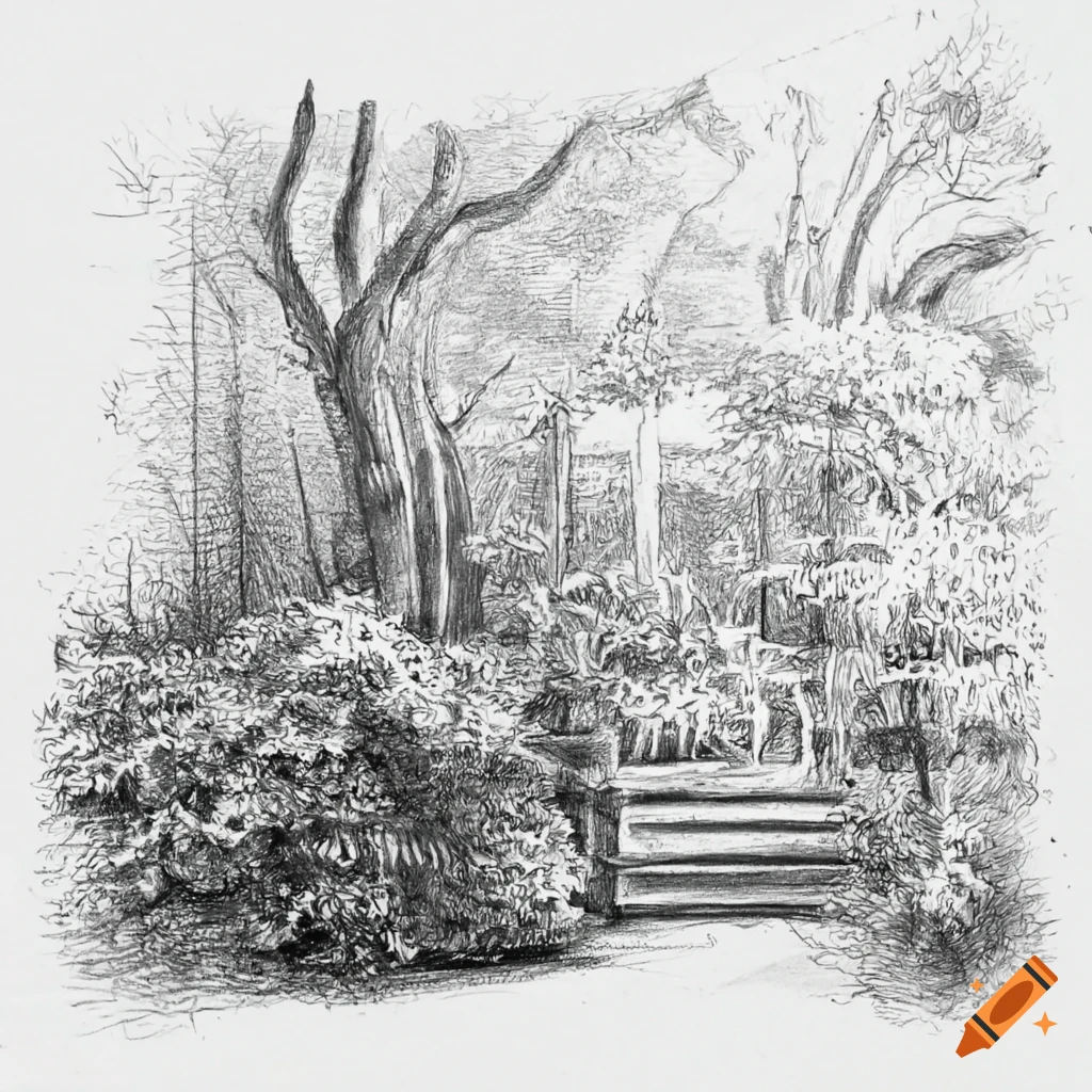 sketch of a garden plan on Craiyon
