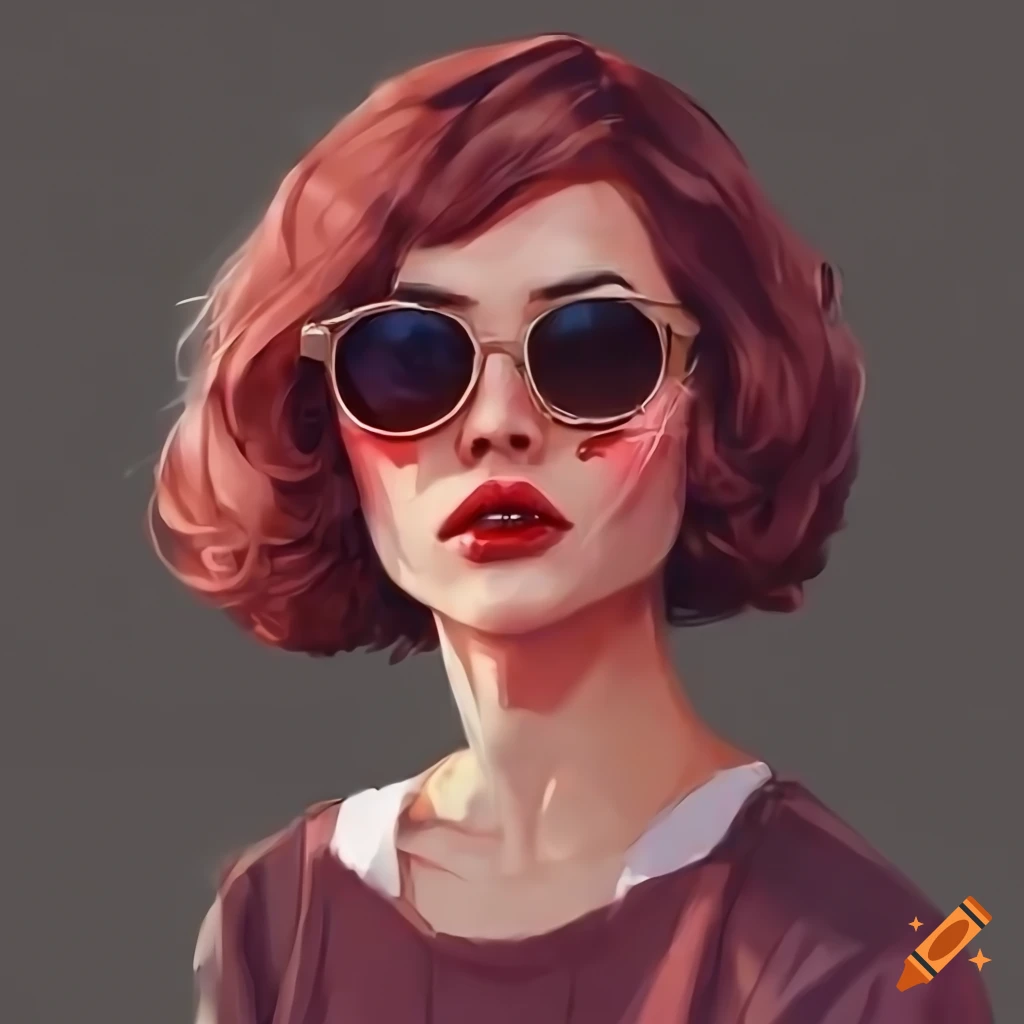 portrait of a stylish woman with sunglasses and short hair