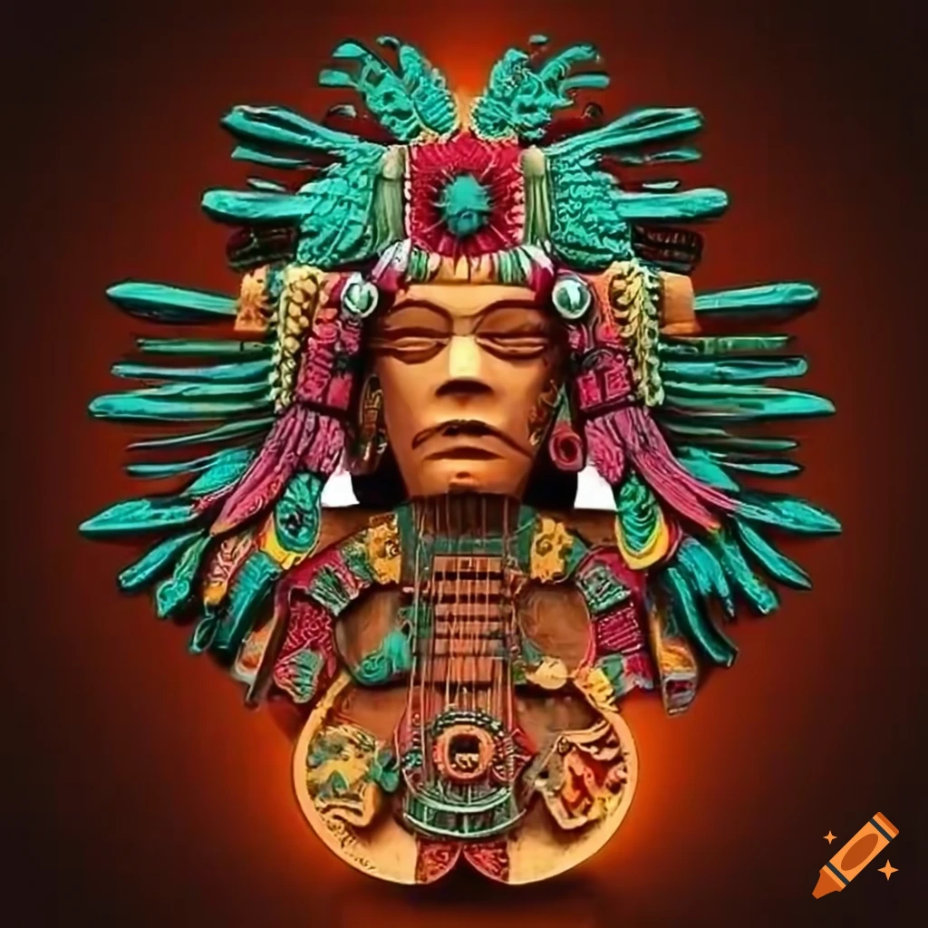Aztec calendar with electric guitar on Craiyon