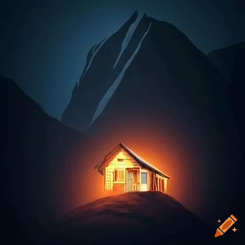 Cabin on a steep mountain slope