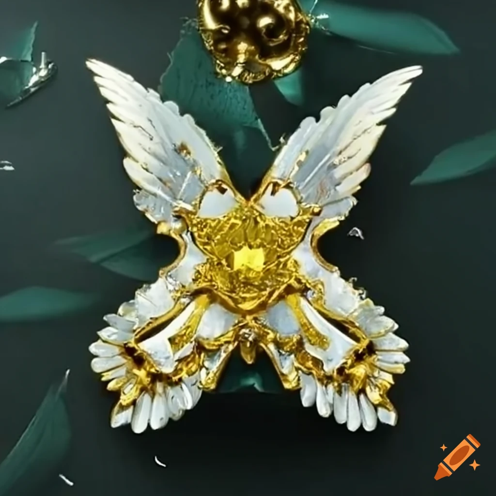 Golden and white biblical angel sculpture