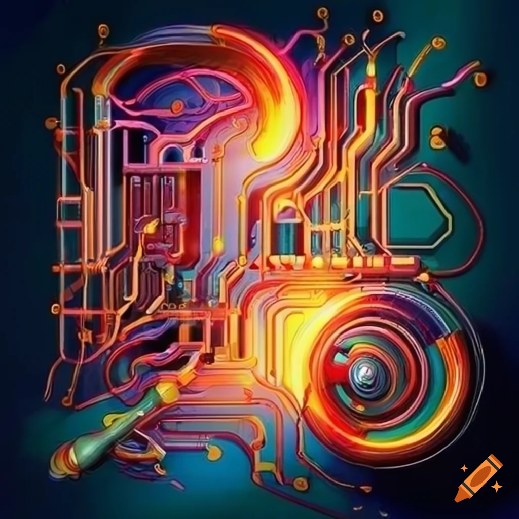 Imaginative illustrations of electrical circuitry