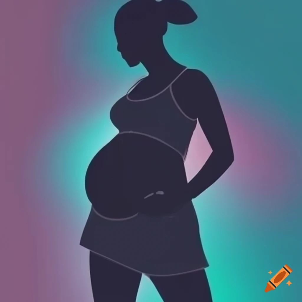 Silhouette Of A Pregnant Woman Doing Sports