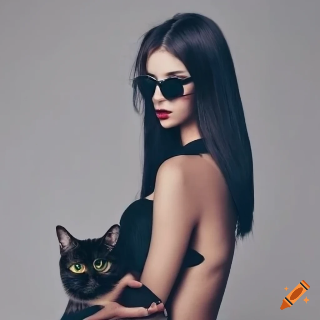dark academia girl with a cat